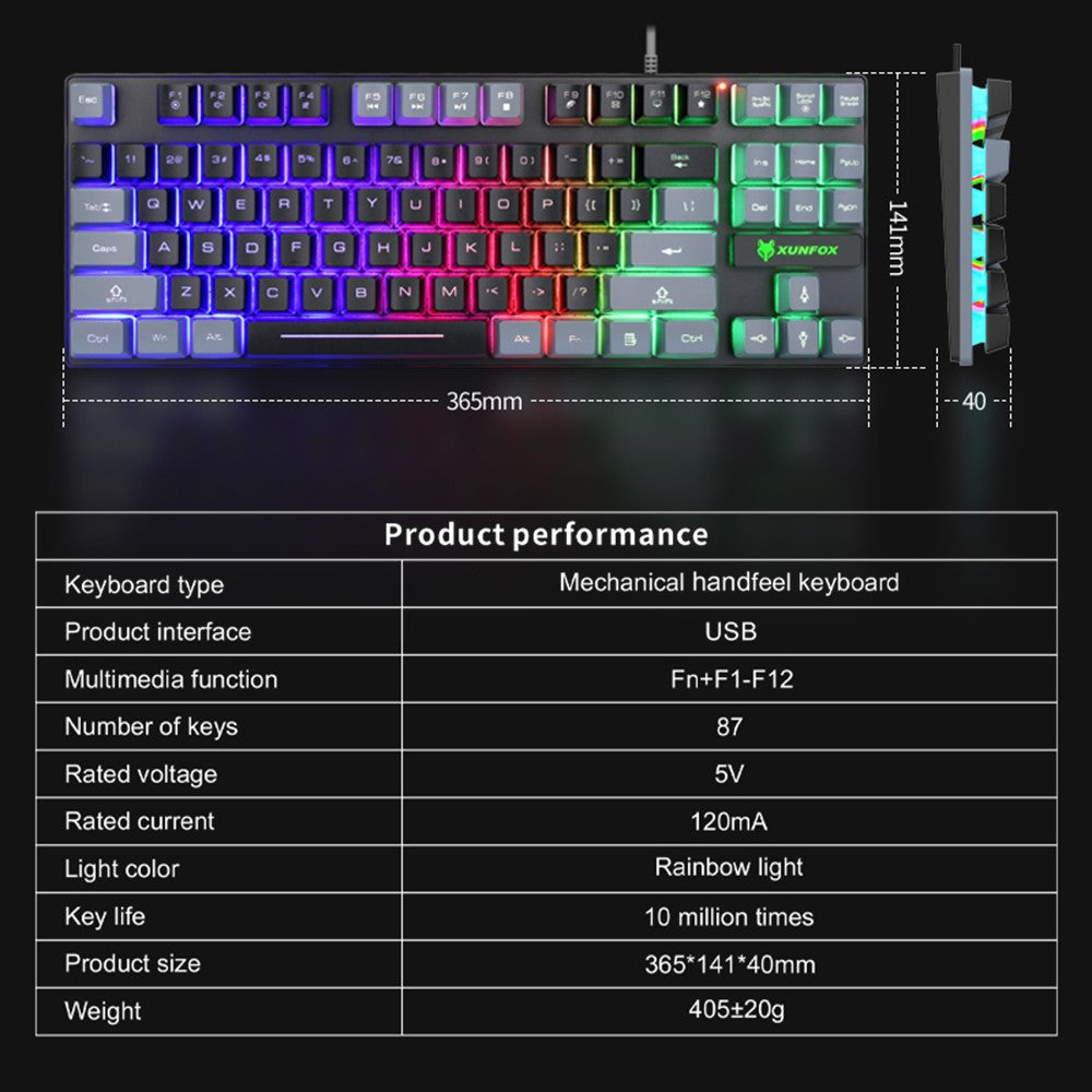 Clavier gaming 87 touches  Ergonomie et style lumineux